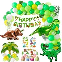 Los mejores  - Cumpleaños Decoracion- 110 Piezas Fiesta de Dinosaurio Globo de Happy Birthday Banner Jurásico Mundial Tema Party para…